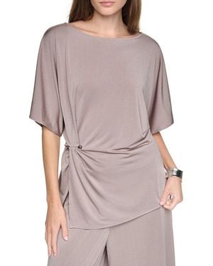 Halston Short Sleeve Jersey Top - Grey