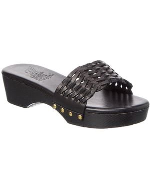 Ancient Greek Sandals Open Woven Leather Clog - Black