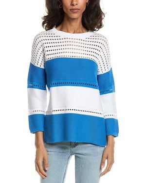 Forte Textured Wide Stripe Pullover - Blue