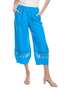 Johnny Was Linen Barrel Pant - Blue