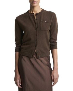 Vince Pocket Wool & Cashmere-Blend Cardigan - Brown