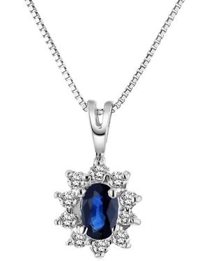 Diana M. Jewels Fine Jewellery 14k 0.35 Ct. Tw. Diamond & Sapphire Pendant Necklace - Blue