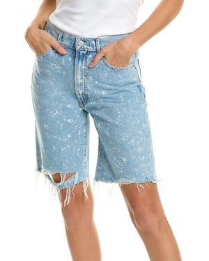 Mother Denim The Undercover Fray Whitecaps Short - Blue