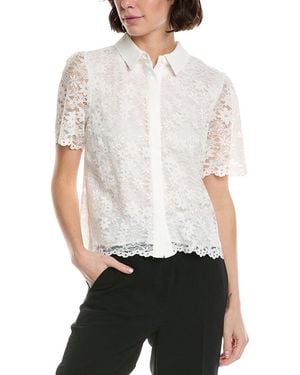 Cece Hidden Placket Shirt - White