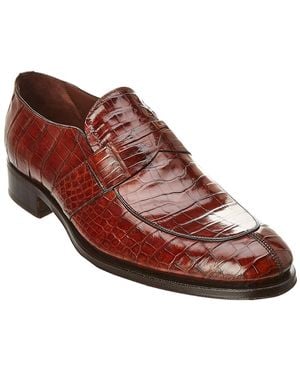 Caporicci Norwegian Alligator leather Oxford Art:1400 Bordo (reddish brown) Caporicci 203 Alligator Split Toe Loafers Burgundy  main image 4