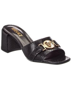 Versace Medusa Snake-Embossed Leather Mule - Black