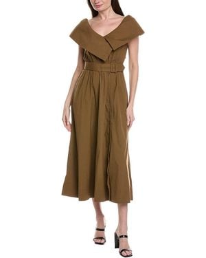 Lela Rose Asymmetrical Cuff Dress - Brown