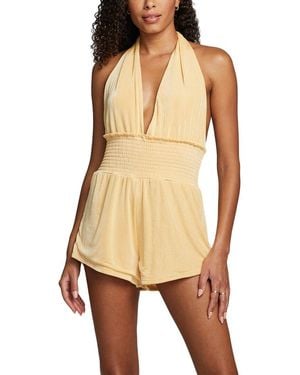 Chaser Brand Electric Slinky Rib Halter Romper - Natural