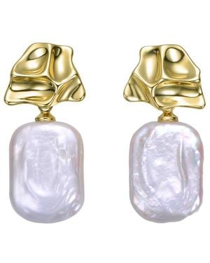 Genevive Jewelry 14K Pearl Dangle Earrings - Metallic