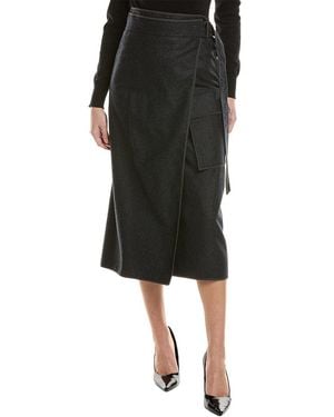 Brunello Cucinelli Wool Wrap Skirt - Black