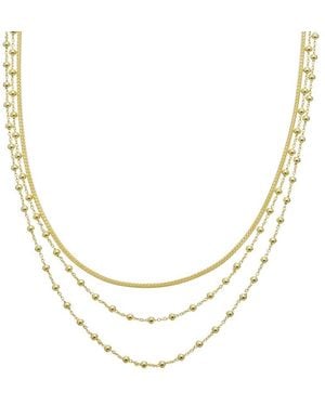 Italian Gold Over Silver 18K Plated Multi Strand Necklace - Metallic