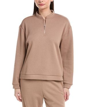 Natori Nova Cozy Brushed Knit Everywhere Zip-up Top - Natural