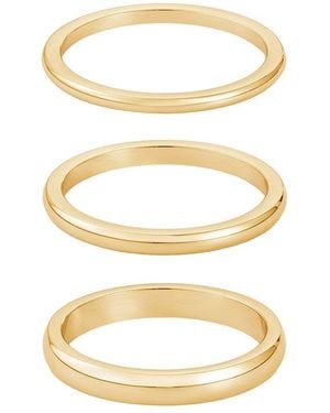 Adornia 18K Plated Stainless Steel Stacking Band Ring Set - White