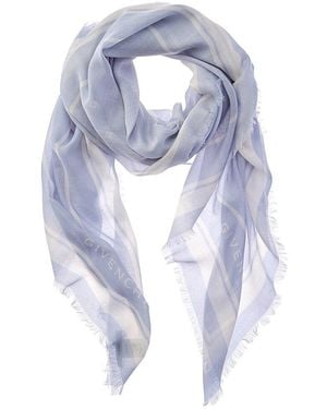 Givenchy 4G Cashmere & Silk-Blend Scarf - Blue