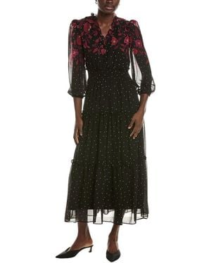 Maison Tara Long Sleeve Midi Dress - Black