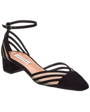Aquazzura Alana 35 Suede & Mesh Pump - Black