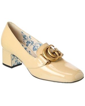 Gucci Victoire Gg Patent Pump - Natural