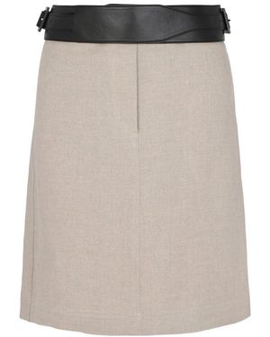 Ferragamo Linen Skirt With Removable Leather Belt - Multicolour