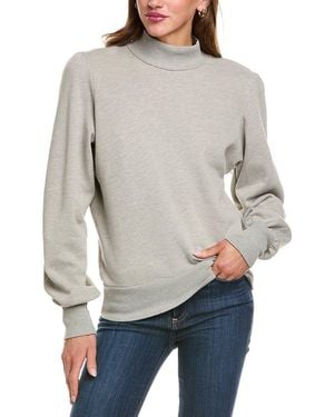 Michael Stars Paisley Puff Mock Neck Sweatshirt - Grey