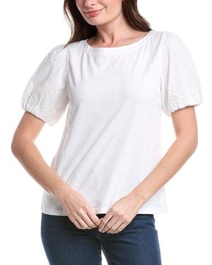 Tommy Bahama Eyelet Puff Sleeve Lux T-Shirt - White
