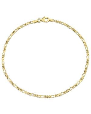Italian Silver 18K Over Figaro Chain Bracelet - Metallic