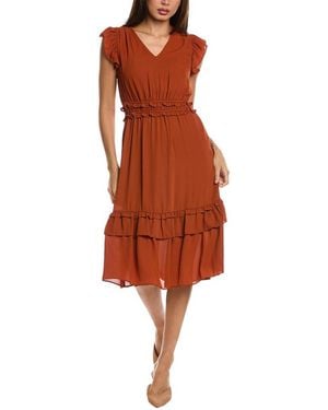 Nanette Lepore Ruffle Midi Dress - Orange