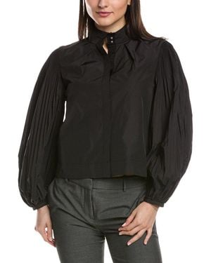 10 Crosby Derek Lam Lupa Pleated Sleeve Top - Black