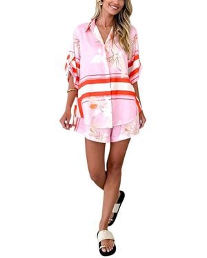 CAMILA BLANCO 2Pc Shirt & Short Set - Red