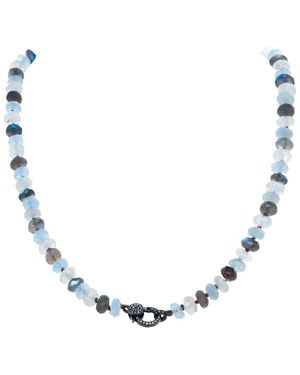 Margo Morrison 0.57 Ct. Tw. Diamond & Faceted Labradorite, Moonstone, Aquamarine Necklace - Metallic