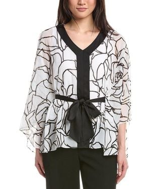 Joseph Ribkoff Waist-Tie Sheer Top & Cami - Grey