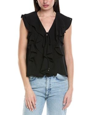 Avantlook Ruffle Bubble Crepe Blouse - Black