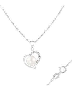 Splendid 7Mm Pearl Cz Pendant - White