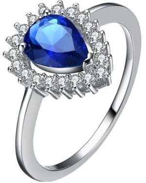 Genevive Jewelry Silver Cz Ring - Blue