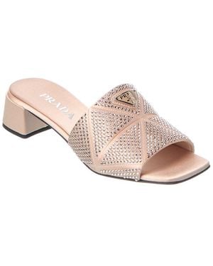 Prada Logo Satin Sandal - Pink