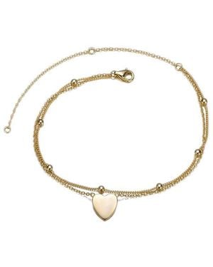 Rachel Glauber 14k Over Silver Cz Hammered Heart Ankle Bracelet - Metallic