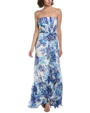 Tadashi Shoji Printed Sleeveless Maxi Dress - Blue