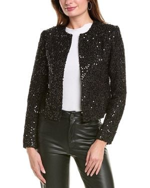 Gracia Sequined Round Neck Jacket - Black
