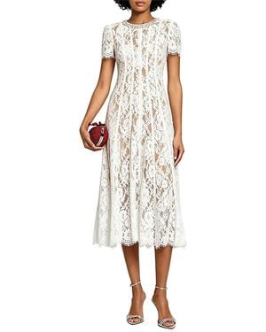 Linda Charm Short Sleeve Midi Dress - White
