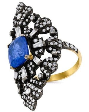 Diana M. Jewels Fine Jewellery 14K 5.25 Ct. Tw. Diamond & Sapphire Ring - Blue
