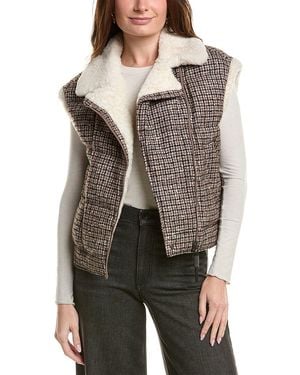 Brunello Cucinelli Shearling-Trim Wool & Alpaca-Blend Vest - Grey