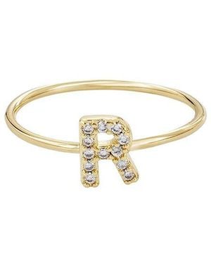Adornia 14K Plated Cz Initial Ring - Metallic