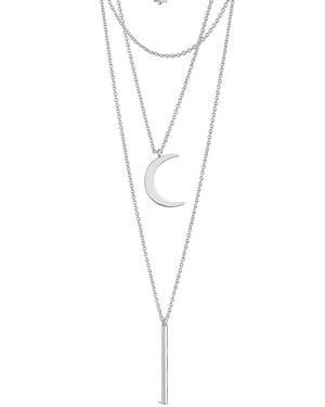 Sterling Forever Rhodium Plated Layered Necklace - Multicolour