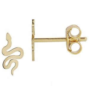 Italian Gold 14K Snake Studs - White