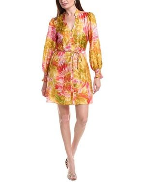 FLORA BEA NYC Melinda Silk Shirtdress - Orange