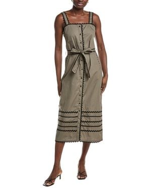 Ellen Tracy Ric Trim Poplin Dress - Green