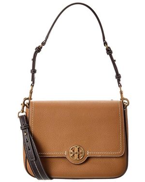 Tory Burch Felix Flap Leather Shoulder Bag - Brown
