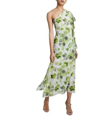Santorelli Luna Ruffle Sleeve Midi Shift Dress - Green