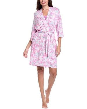 Ellen Tracy 2Pc Robe & Pant Set - Pink