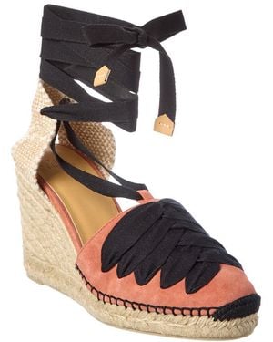 Castañer Curtis Suede Wedge Sandal - Black