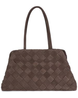 Tiffany & Fred Paris Suede Shoulder Tote - Brown